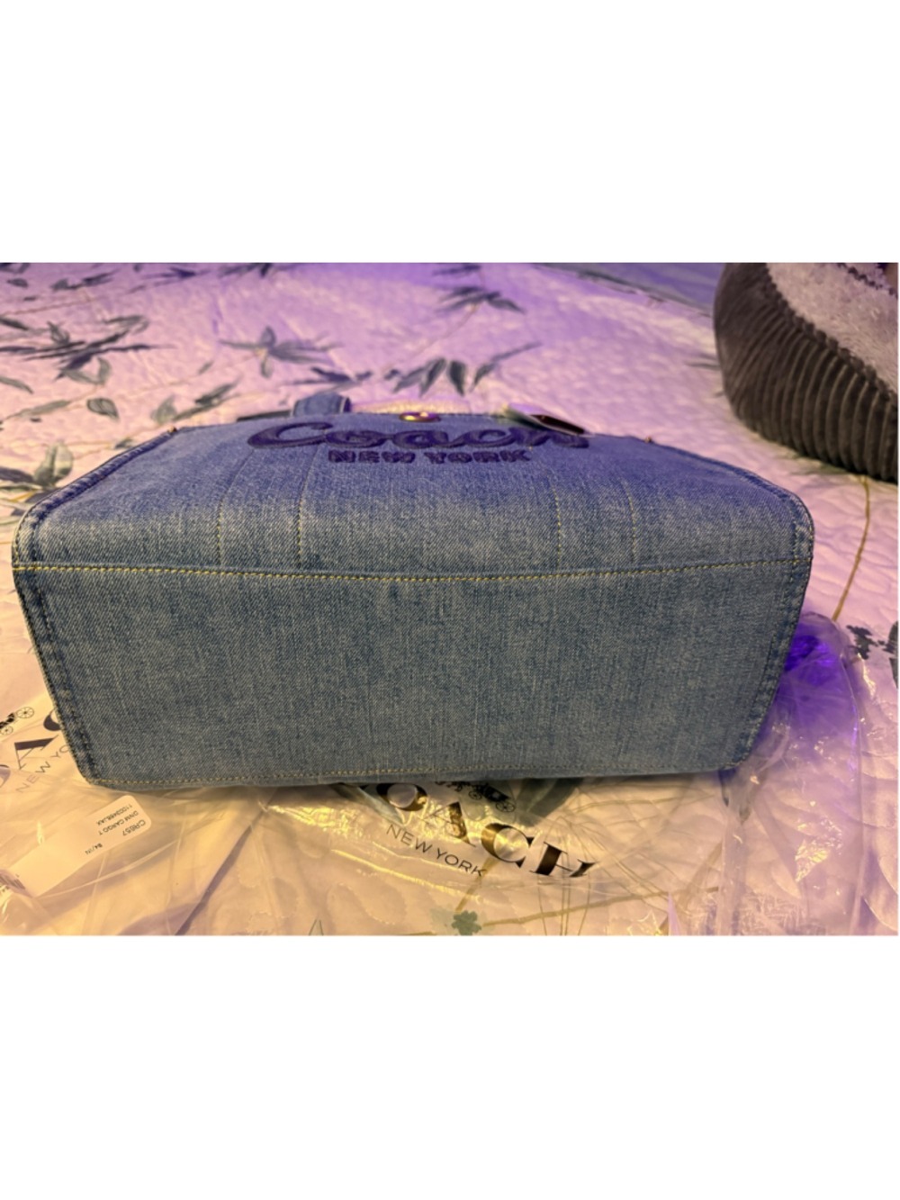 NEW Coach 13.5” Faded Denim Cargo Tote Indigo Blue CR657 NWT - Picture 8 of 16